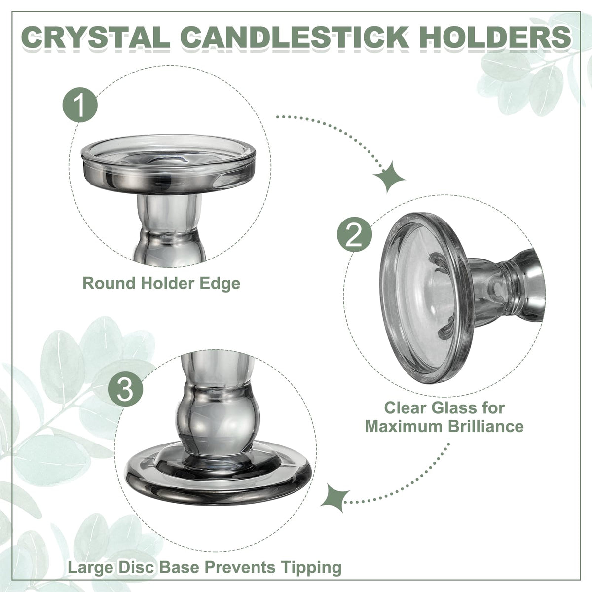 uxcell 11 cm Glass Candle Holder for Taper/Column Candles, Candle Holders Tealight Stand Candlestick for Tealight Wedding Table Centerpiece Home Decor, Smoke Gray