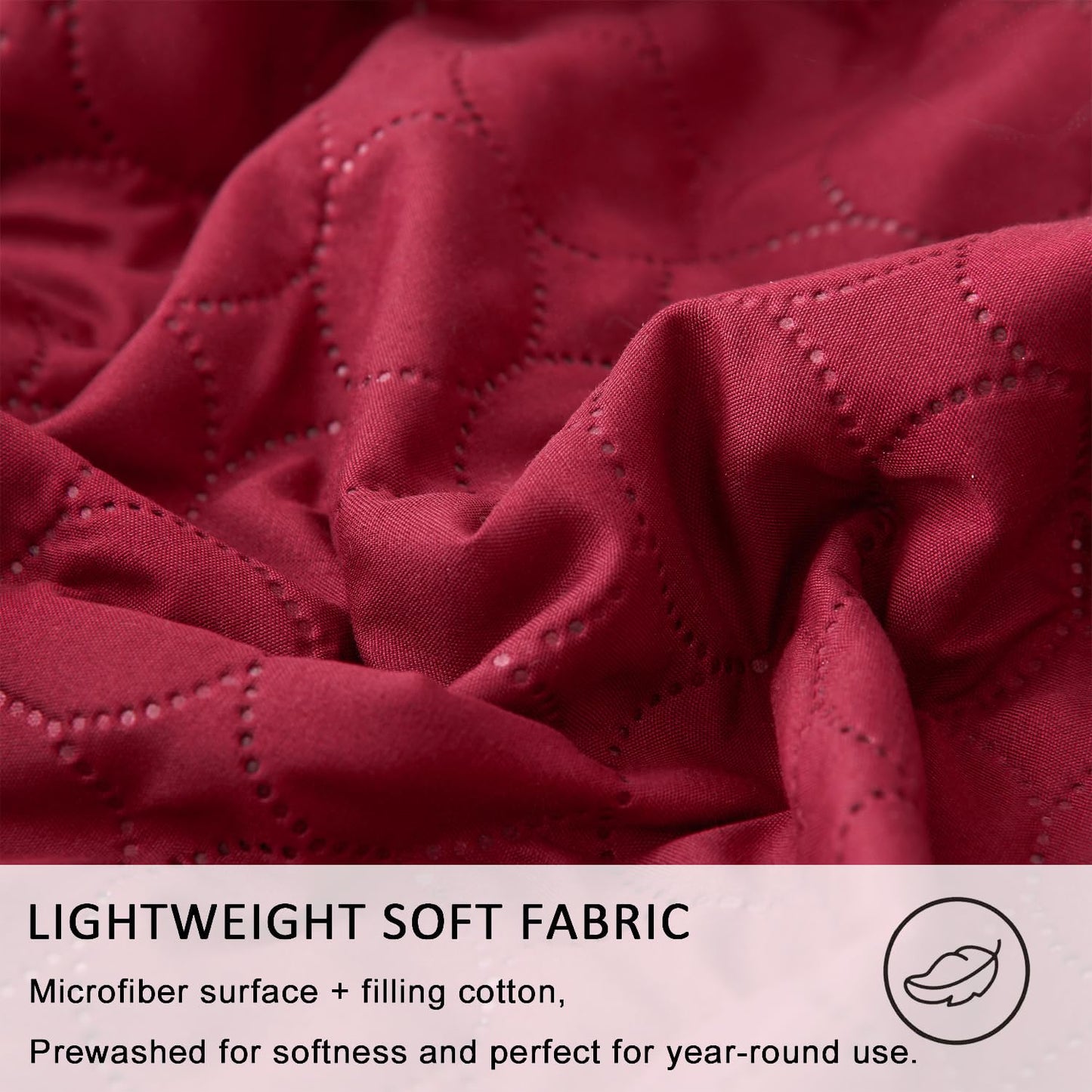 Jarson 3 Pcs Burgundy Sofa Daybed Cover Set Twin Size Daybed Bedding Double Sided Bed Set All Season Cozy Bedding Solid Color Classic Design Daybed Quilt Set with Matching Shams,39"x75"