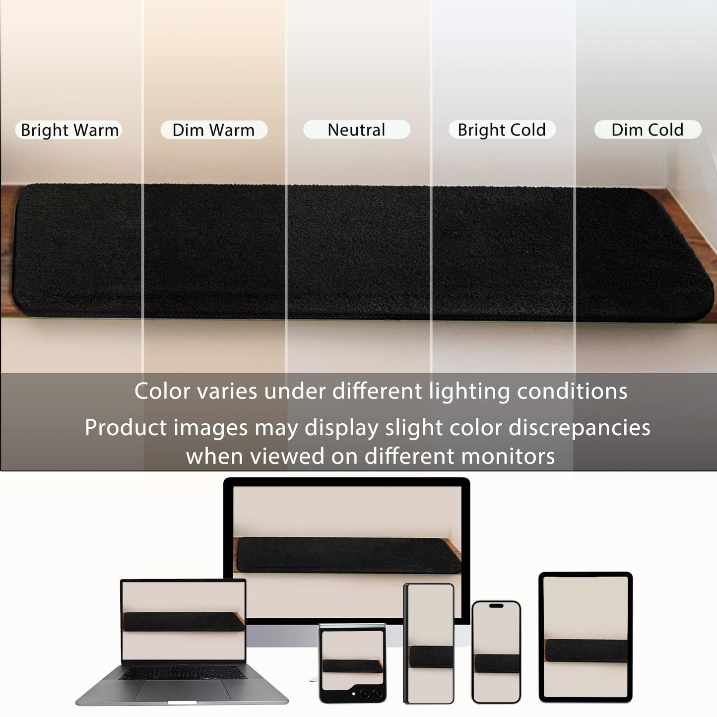PURE ERA Carpet Stair Treads Ultra Plush 9.5" X 30"Soft Bullnose Indoor Stair Protectors Pet-Friendly Non-Slip Skid Resistant Tape Free Washable Reusable(2 Pieces,Black)