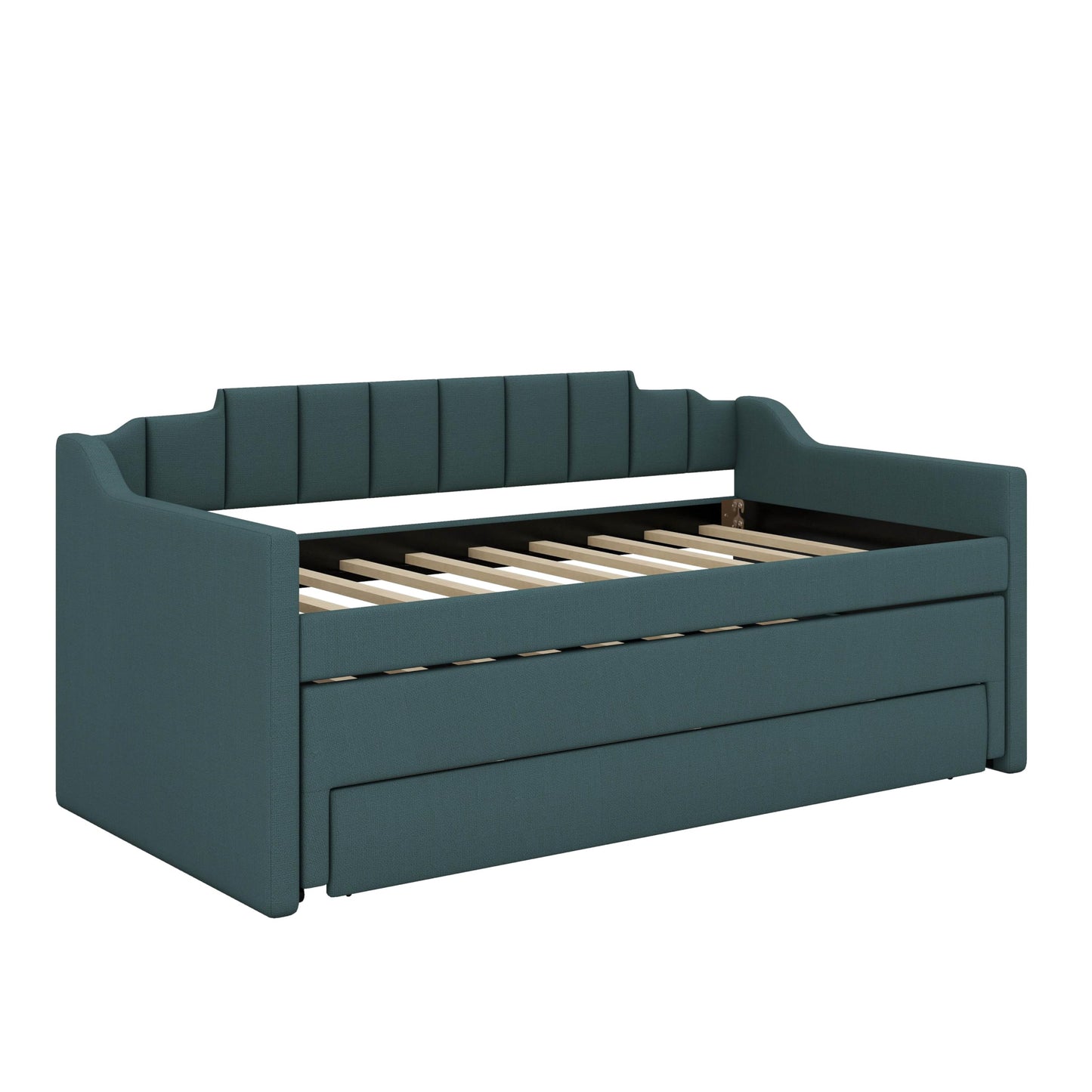 YunNianYang Twin Size Upholstered Daybed with Trundle and Three Drawers (Green)