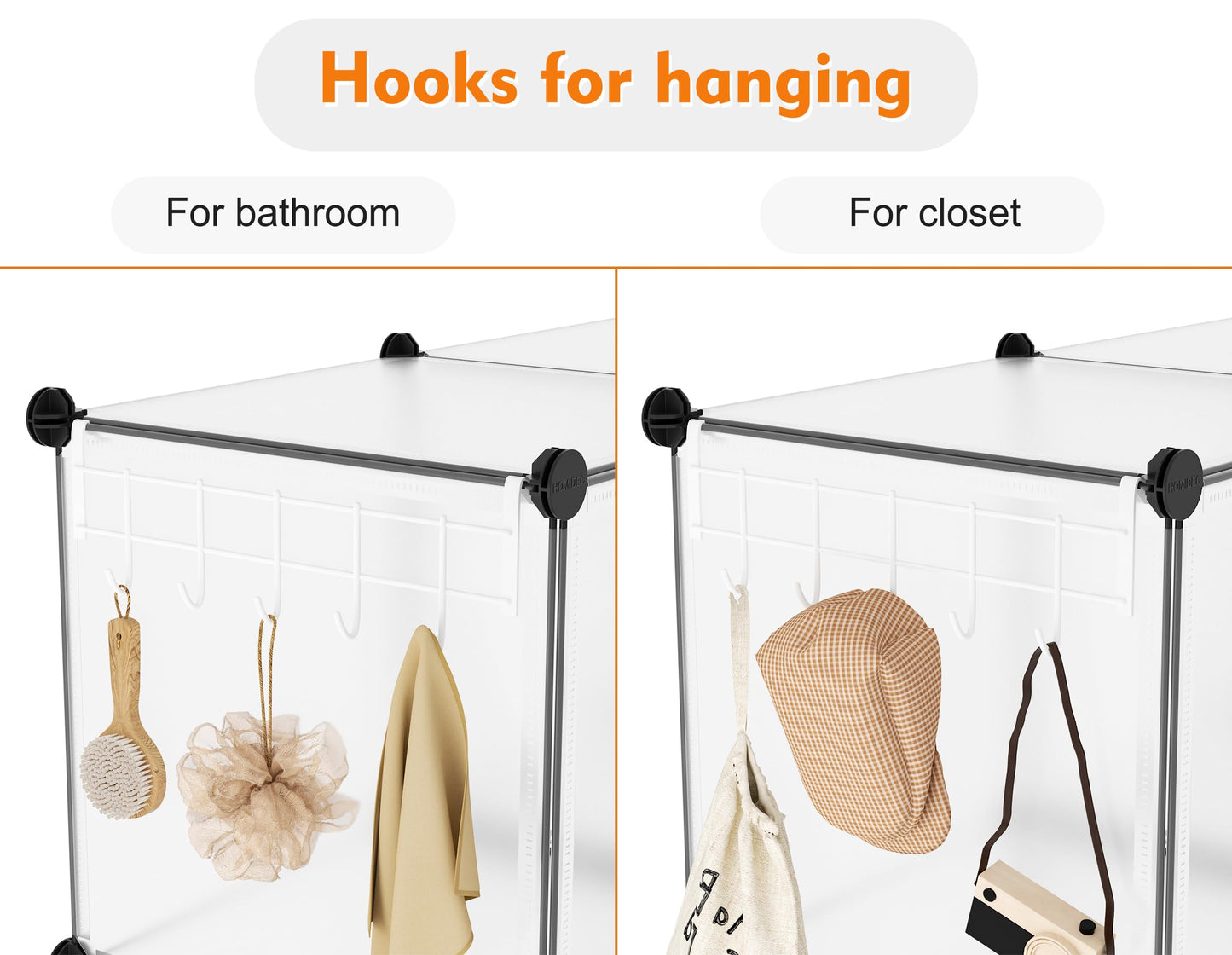 HOMIDEC 6-Cube Storage Organizer, Closet Organizer Storage Shelf Bookcase Bookshelf with Metal Hammer, Storage Cubes Organizer Cabinet for Kids, Closet, Bedroom, Bathroom, (11.8x11.8x11.8 inch)