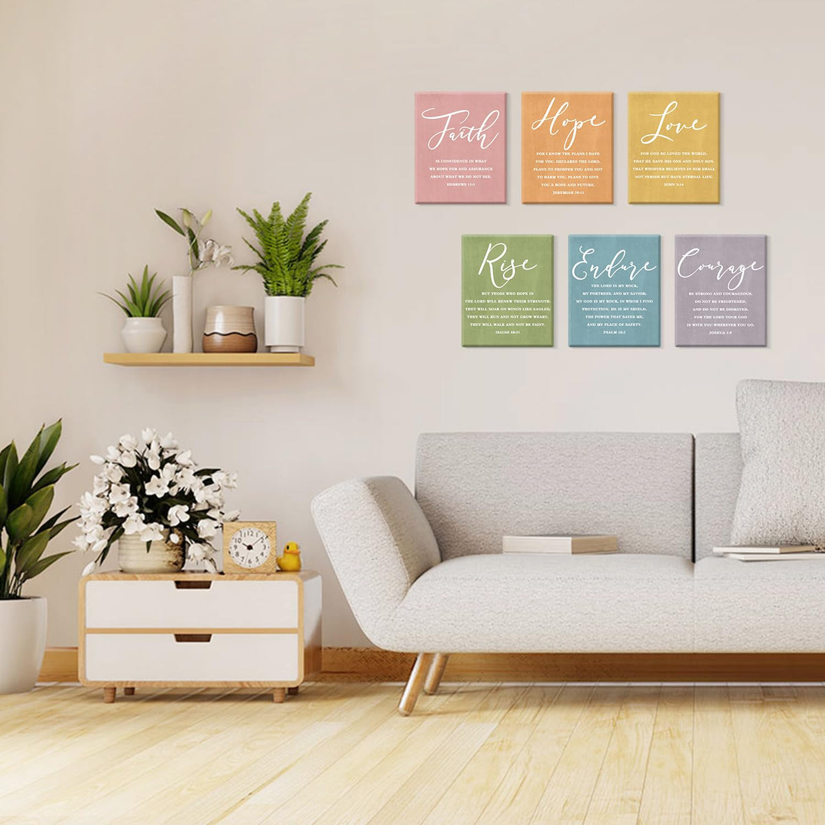 CHDITB Faith Hope Love Bible Verse Wall Art, Set Of 6 Prints Religious Prayer Wall Art, Scripture Quote Canvas Painting, 8x10 Inches Bible Saying Artwork Christian Art Prints For Living Room Bedroom