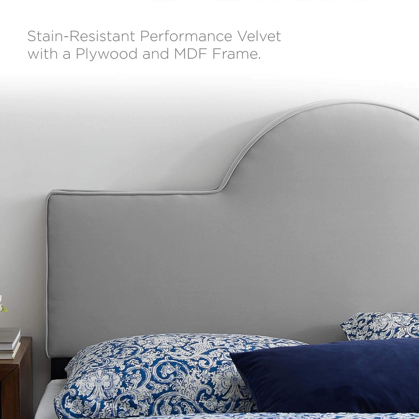 Modway MOD-6302-LGR Dawn Twin Performance Velvet Headboard, Light Gray