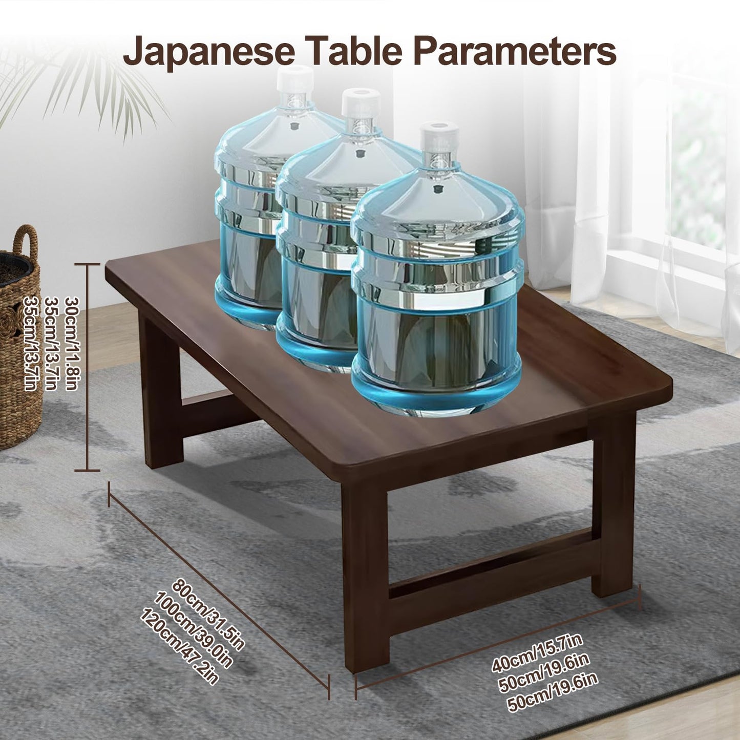 robwibw Japanese Floor Sitting Table, Folding Wood Tea Table Chabudai Japanese Coffee Table Low Table for Living Room Home Tatami Office (A 31.5 * 15.7 * 11.8 INCH)