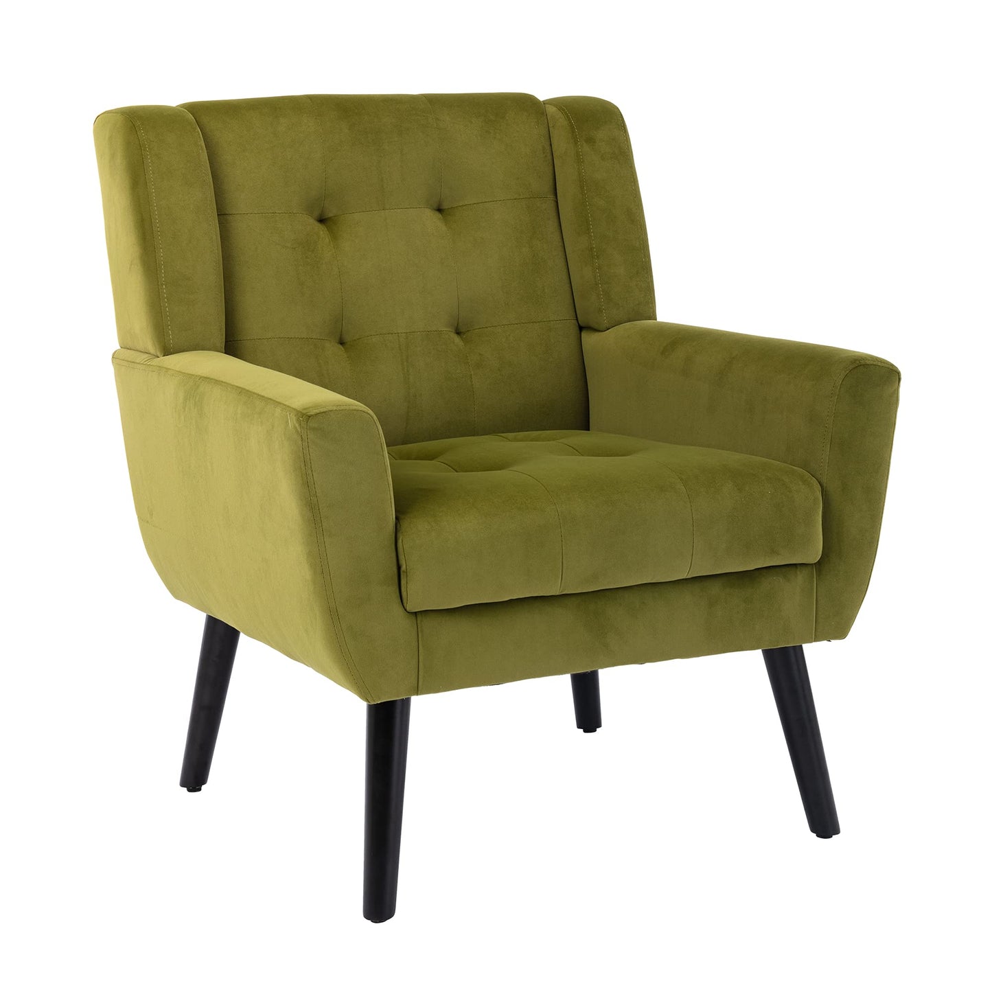 SPOFLYINN Armchair, Living Room Curved Back, Velvet Cushion, 250 Lbs Weight Capacity Ergonomics Accent Chair, Single Sofa for Bedroom 1 Upholstered 1 48.29 Green 48.29 L-Shape