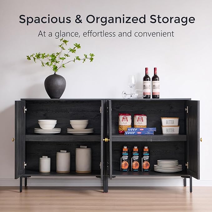 IFBUY Modern Sideboard Buffet Cabinet, 61.75" W Fluted Arched Buffet Cabinet