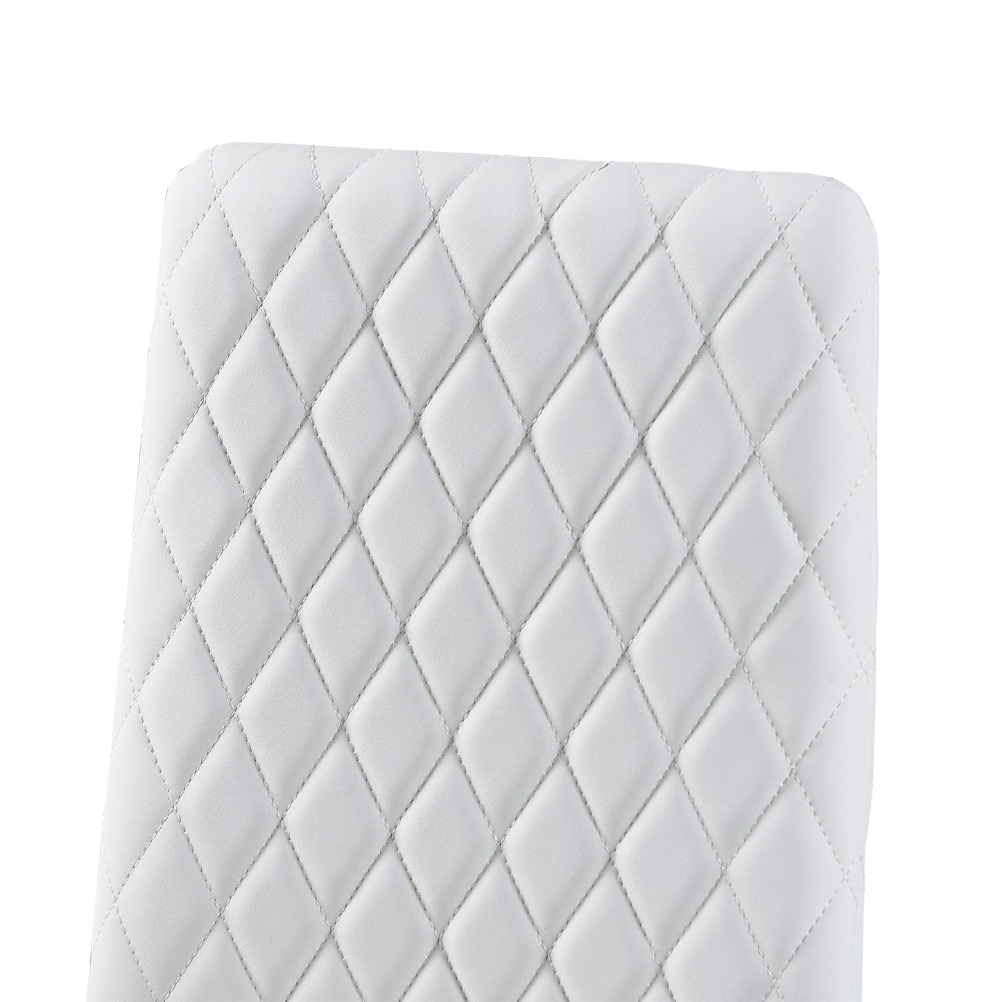 JT Modern Minimalist Dining Chair Fireproof Leather Sprayed Metal Pipe Diamond Grid Pattern Restaurant Home Conference Chair Set of 4 Or 6 (6, White)