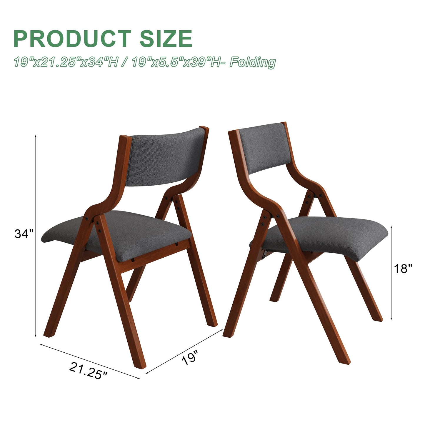 Ball & Cast Folding Dining Chairs Set of 2,Portable Kitchen Chairs with Padded Cushions,Ergonomical Design,Foldable Wood Dining Chairs for Dining Room,Restaurant,Kitchen,Office,Indoor,Dark Grey+Cherry