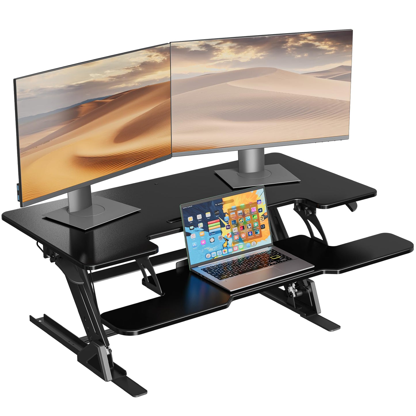 BONTEC Standing Desk Converter w/Dual Gas Spring, Height Adjustable for Dual Monitor Workstation (42")