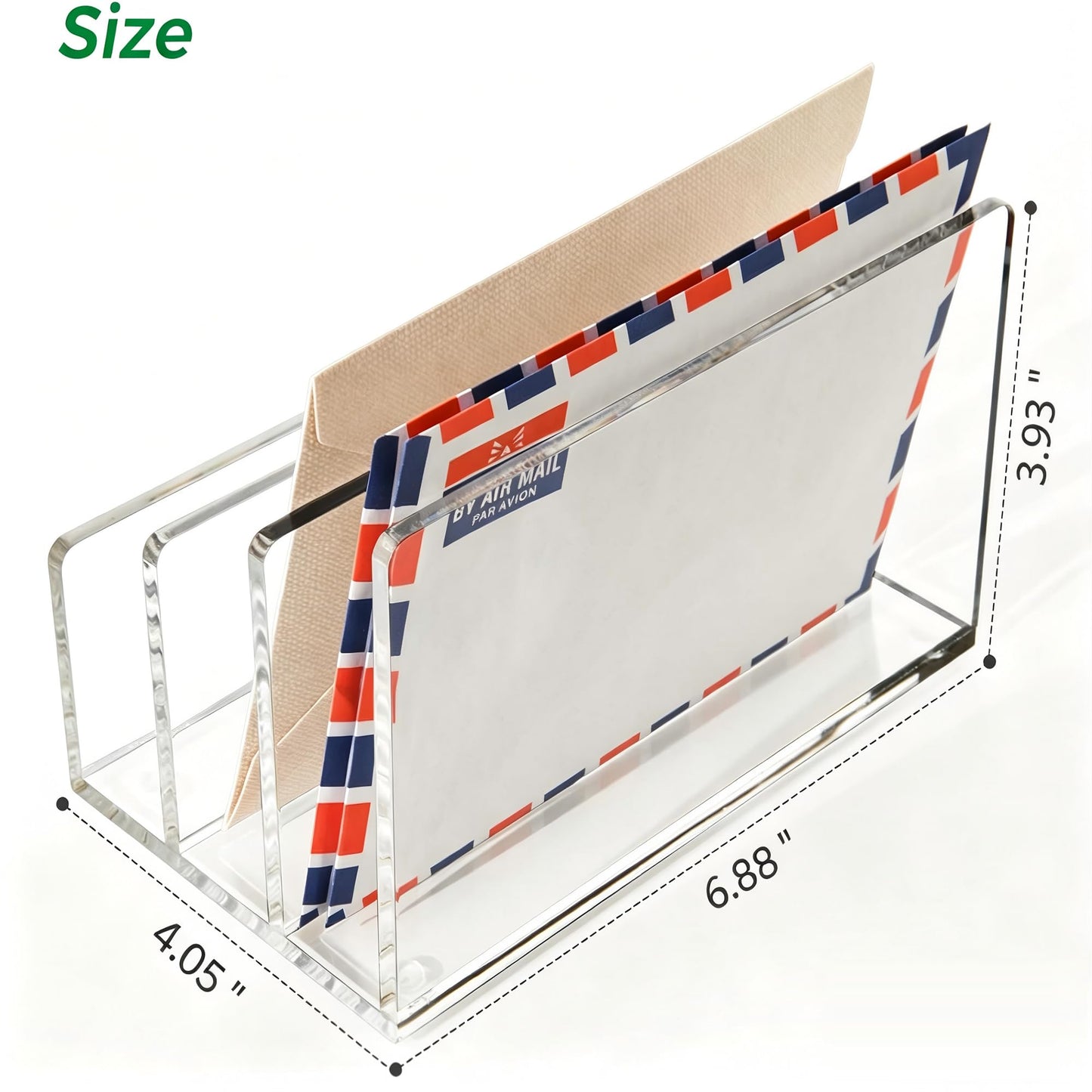 AIDIMOO Clear Acrylic Desk Organizer – 3 Compartment Mail Holder & Letter Sorter for Office, Bills, Documents, Notebooks, Letter Tray – Modern Vertical File Rack for Home, Desk File Holder