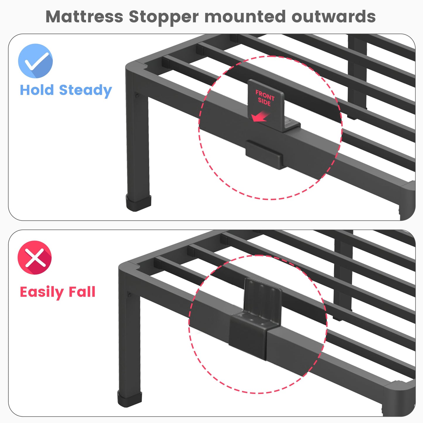 14 Inch Full Bed Frame, Metal Platform Bed Frame with Round Corner Legs, 3500 lbs Heavy Duty Steel Slats Support, No Box Spring Needed, Noise Free, Easy Assembly, Black