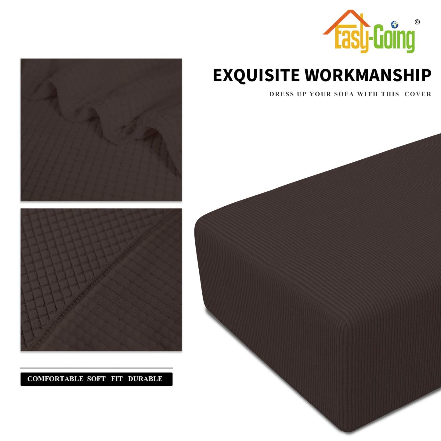 Easy-Going Stretch Ottoman Cover Folding Storage Stool Furniture Protector Soft Rectangle slipcover with Elastic Bottom (XX-Large,Chocolate)