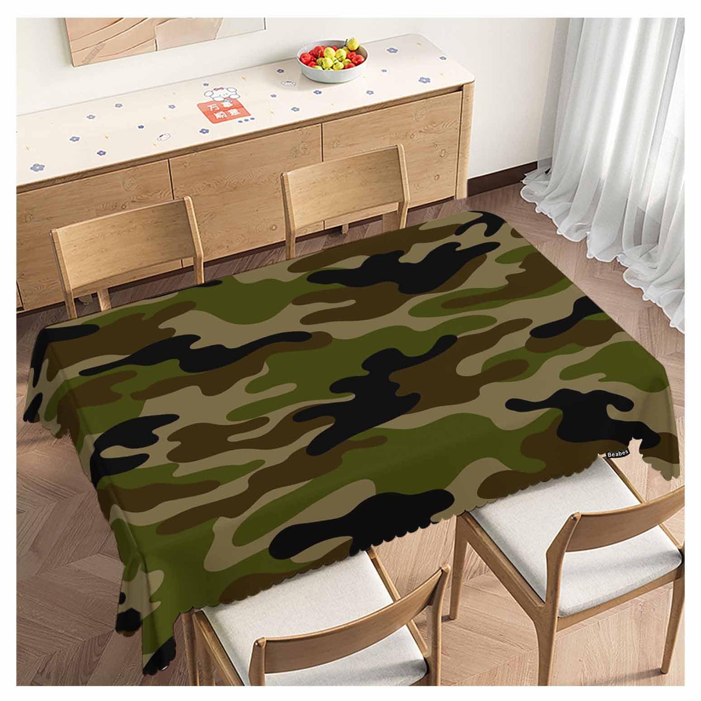 Beabes Rectangle Tablecloth Camouflage, Military Camouflage Green Stain-Resistant Table Cloth Coffee Table Cover 52x70 Inch Tablecloths for Home Canteen Dining Kitchen Outdoor