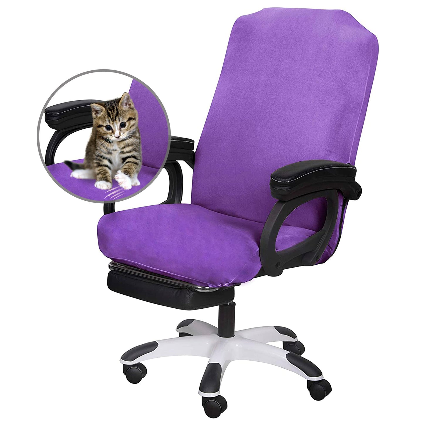 SARAFLORA Office Chair Cover- Large, Light Purple- Removable Computer Chair Covers for with Zipper for Universal Rotating Chair Desk Chairs Cover High Chair Seat Washable Protector for Pet