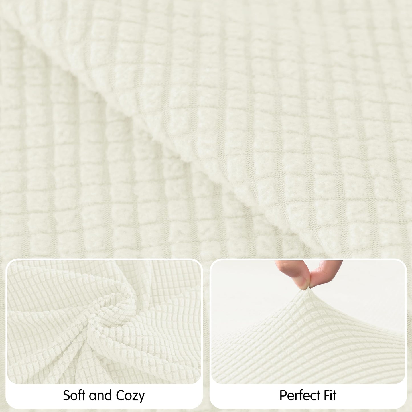 Hokway Stretch Chaise Cover Individual Couch Cushion Slipcovers Reversible Cushion Protector Slipcovers Sofa Cushion Protector Covers (Chaise Cover, Creamwhite)