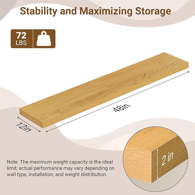 48 Inch Floating Shelves, 12 Inch Deep Floating Shelves