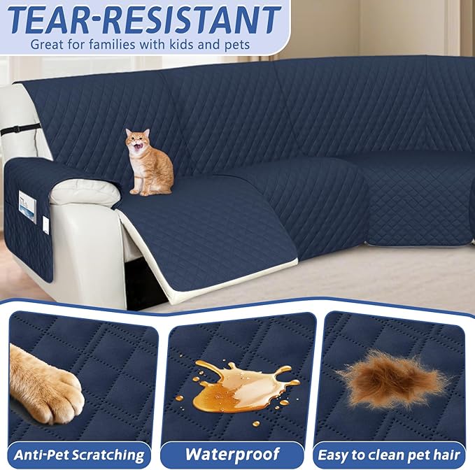 Arfntevss Recliner Sectional Couch Covers 1OO% Waterproof L Shape Sofa Cover