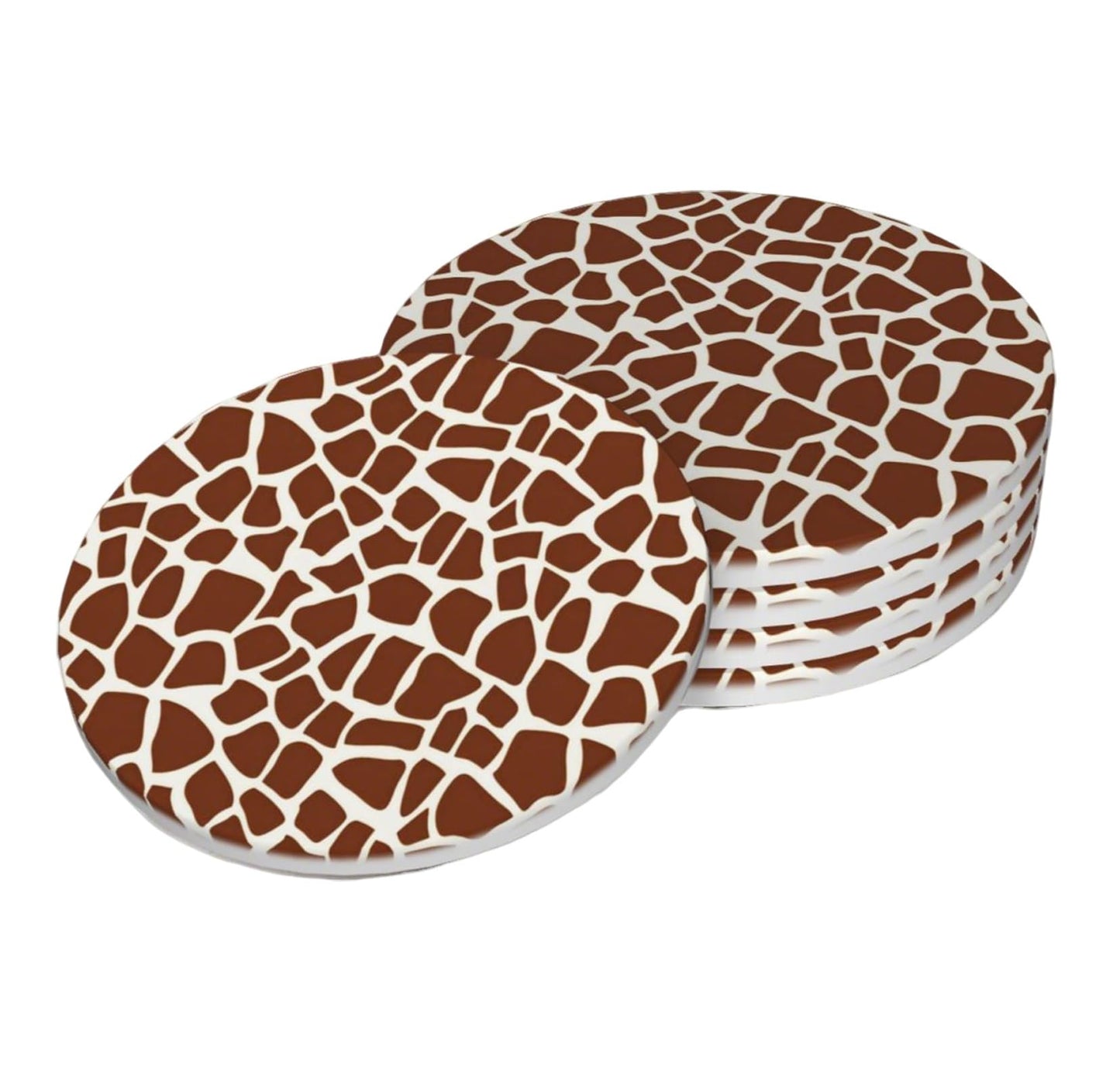 Giraffe Coasters Set of 4, Absorbent Ceramic Drink Coasters Cup Mat for Coffee Bar Mug Table Protection Kitchen Home Decor, 4 Inch