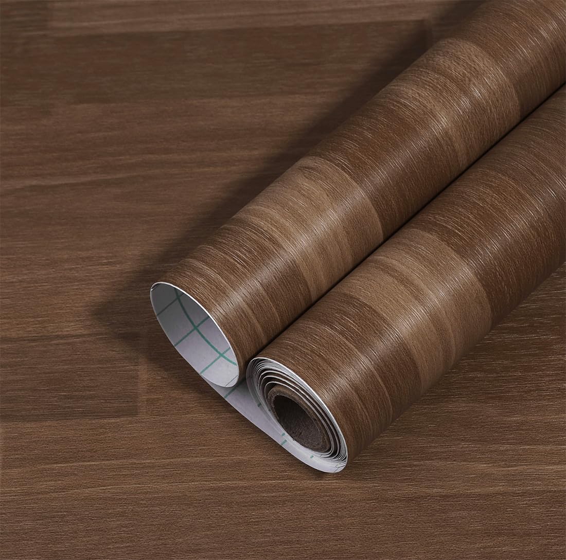 Dark Brown Butcher Block Contact Paper Peel and Stick Kitchen Countertop Wallpaper Shelf Liner Roll for Bathroom Counter Table Laundry Room Wall Decor 15.7x117 Inches