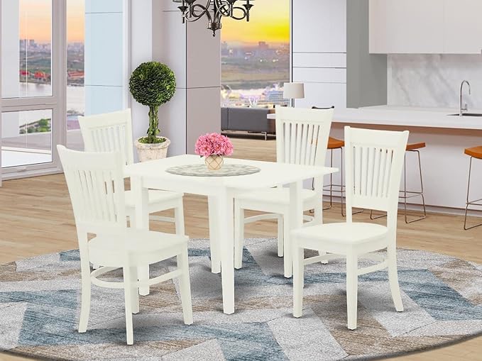East West Furniture NDVA5-LWH-W 5 Piece Dining Table Set