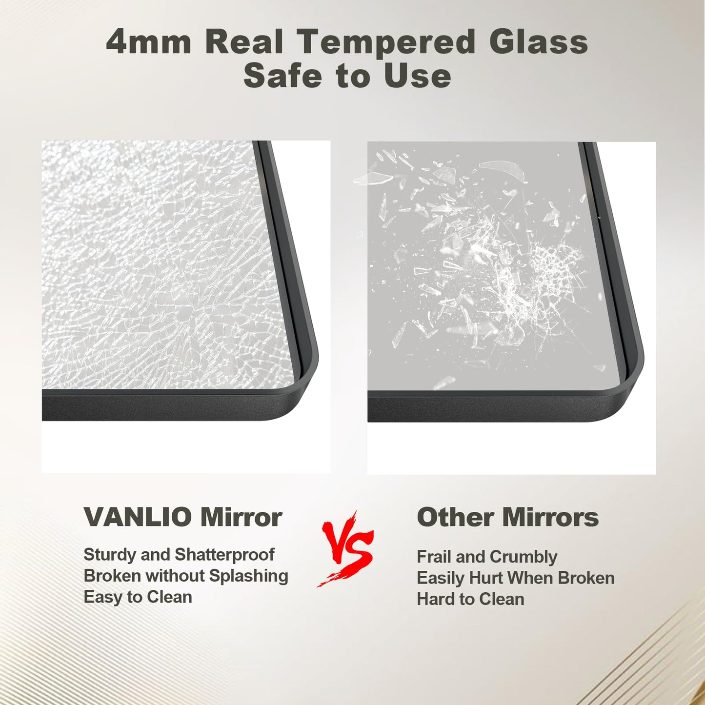 VANLIO 28x36 Inch Black Framed Bathroom Mirror for Wall, Matte Black Metal Frame Mirror, Rounded Rectangle Mirror, Anti-Rust, Shatterproof (Horizontal/Vertical)