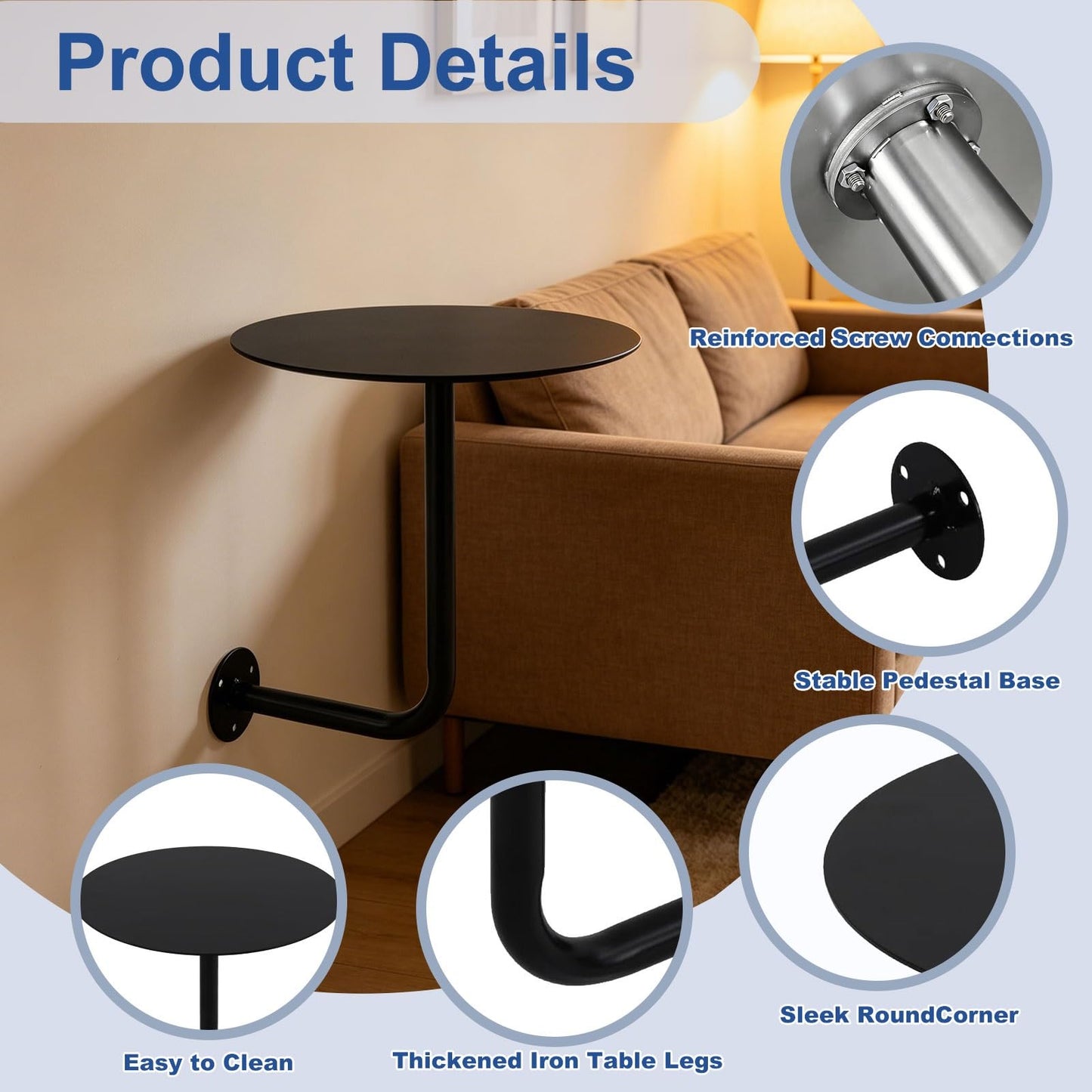 Modern Wall-Mounted Side Table for Restaurants, L-S Cocktail Table for Dining, Pub & Bistro Use, Perfect for Cafes & Bubble Tea Shops (15.7x15.7x17.7 inch)