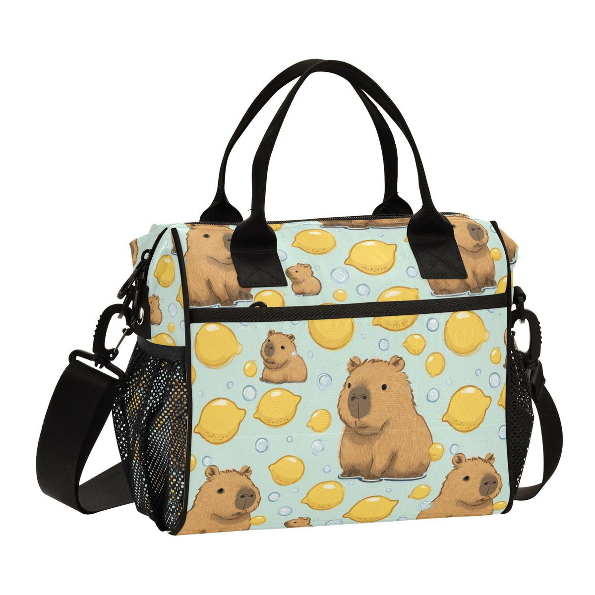 Boccsty Cute Capybara with Lemon Kids Reusable Lunch Box Boys Girls Insulated Lunch Bag Women Men Cooler Tote Bag Organizer Meal Prep for School Office Picnic M