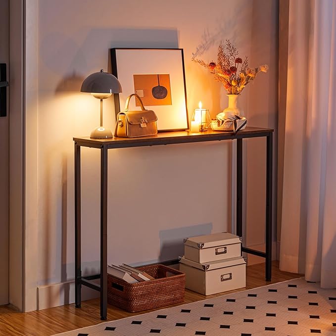 HOOBRO Narrow Console Table, 39.4" Small Entryway Table, Thin Sofa Table