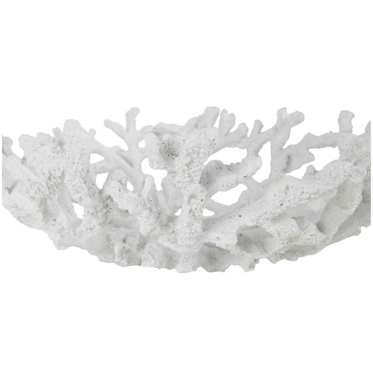 Deco 79 Resin Coral Decorative Bowl Decorative Bowl Textured Decorative Containers, Set of 2 Decorative Keepsake Boxes 13", 12"W, White