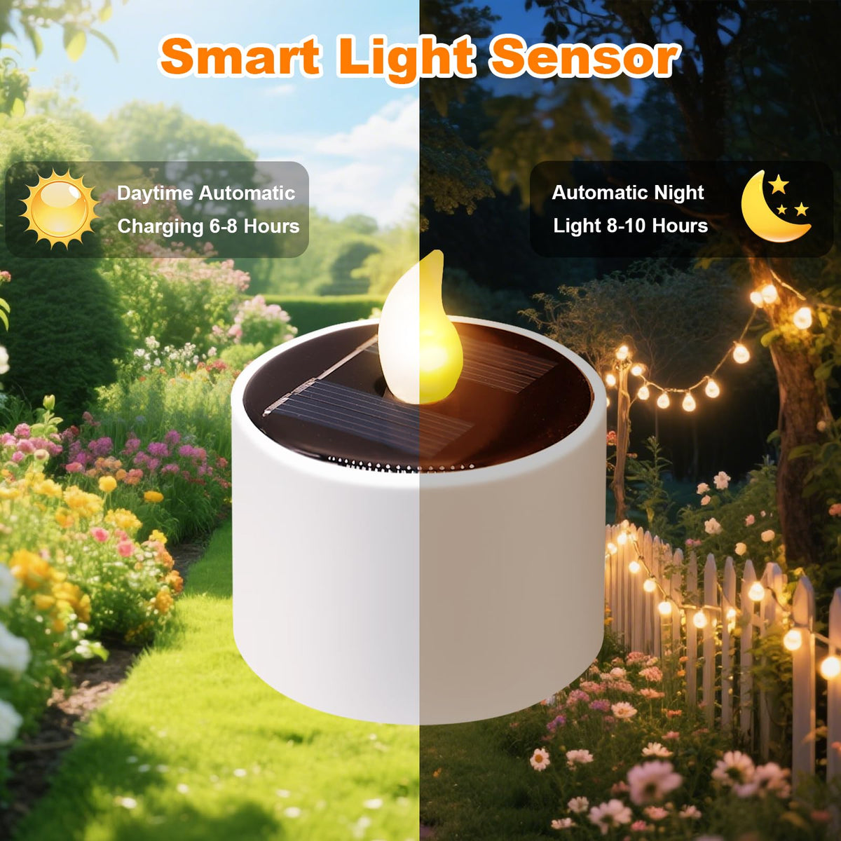 ANGMLN 8pcs Solar Tea Lights Outdoor Waterproof, Flameless Flicker LED Solar Candles with Dusk to Dawn Sensor, Reuseable Tea Light Candles for Lantern Garden Camping Party Home Decor,2.3''x2.1''
