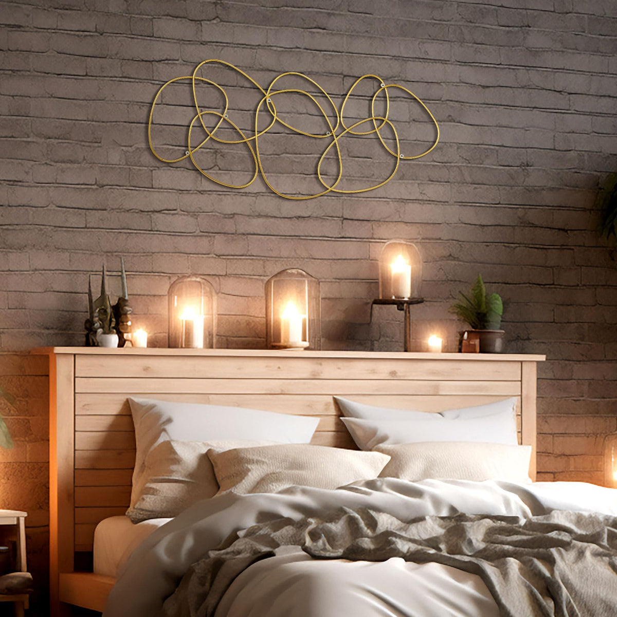 Hicarer 3 Pcs Interlocking Rings Wall Sculpture Gold Metal Home Wall Decor Abstract Aesthetic Gold Decoration for Art Bedroom Living Room Bathroom Home(Circle)