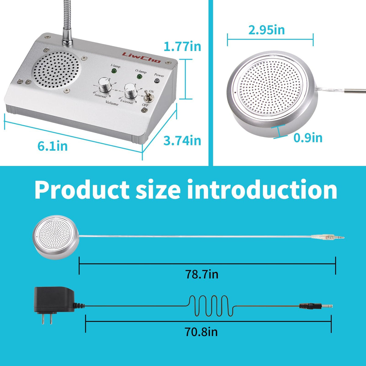 LiwCho Dual-Way Window Intercom System,High Power Speaker,Microphone Speaker for Teller Window, Two Way Interphone for Bank,Hospital,Business,Office.