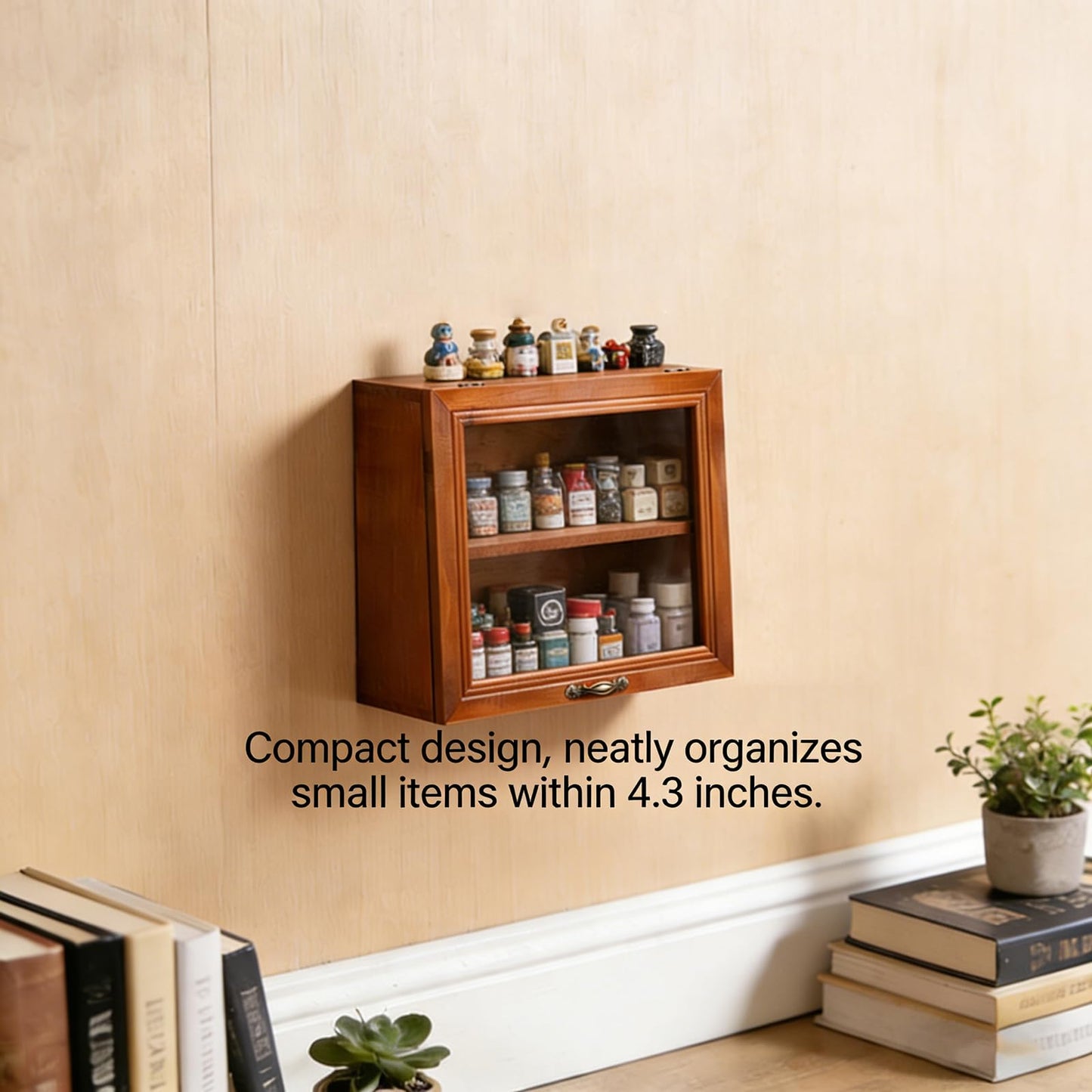 RZGZKLSH Pine Wood 2-Tier Curio Shadow Box Wall & Tabletop Display Cabinet