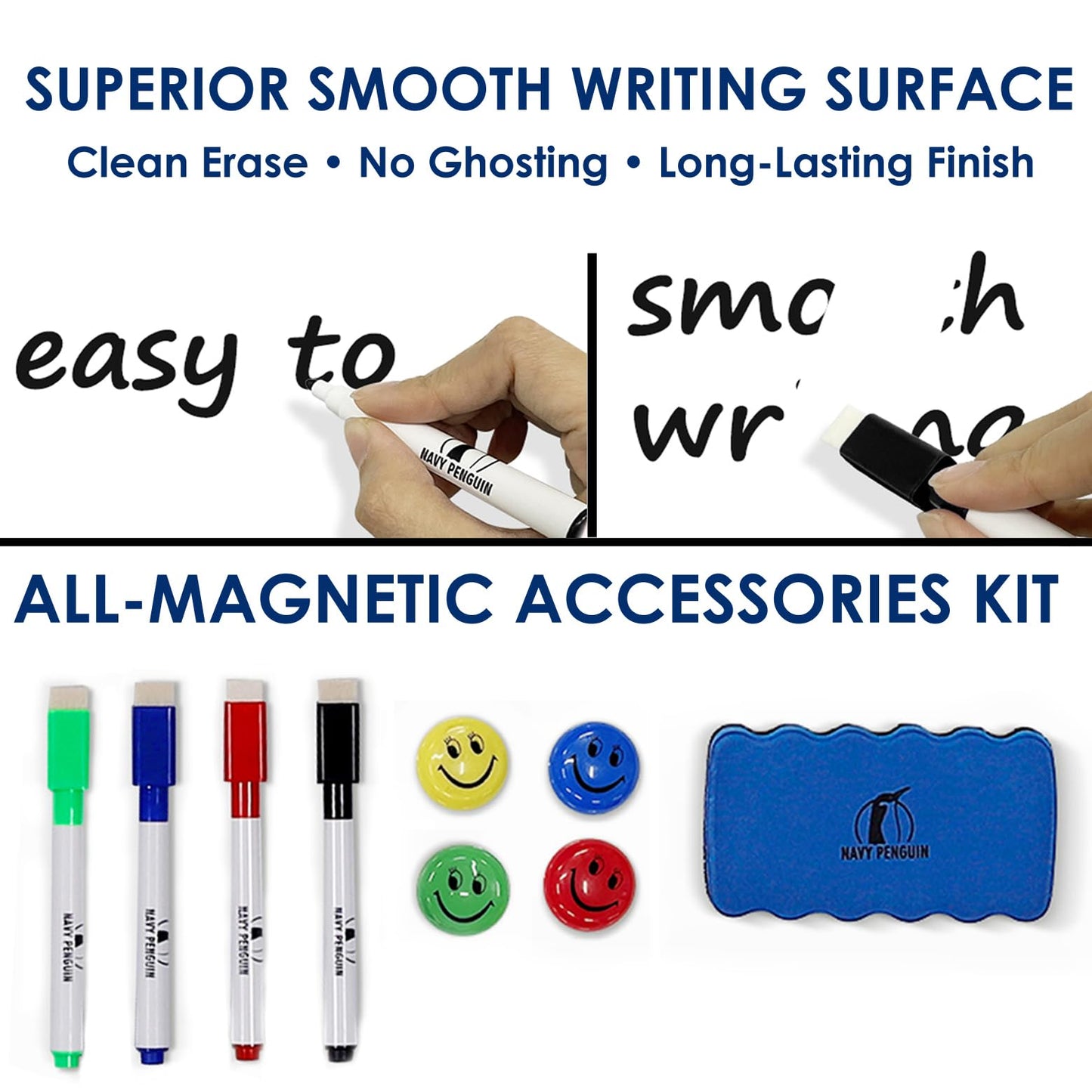 Whiteboard Set - 12 x 15 in Dry Erase Board with 1 Magnetic Dry Eraser, 4 Dry Wipe Markers and 4 Magnets - Small White Board Wall Hanging Marker Board for Home and Office (12x15)