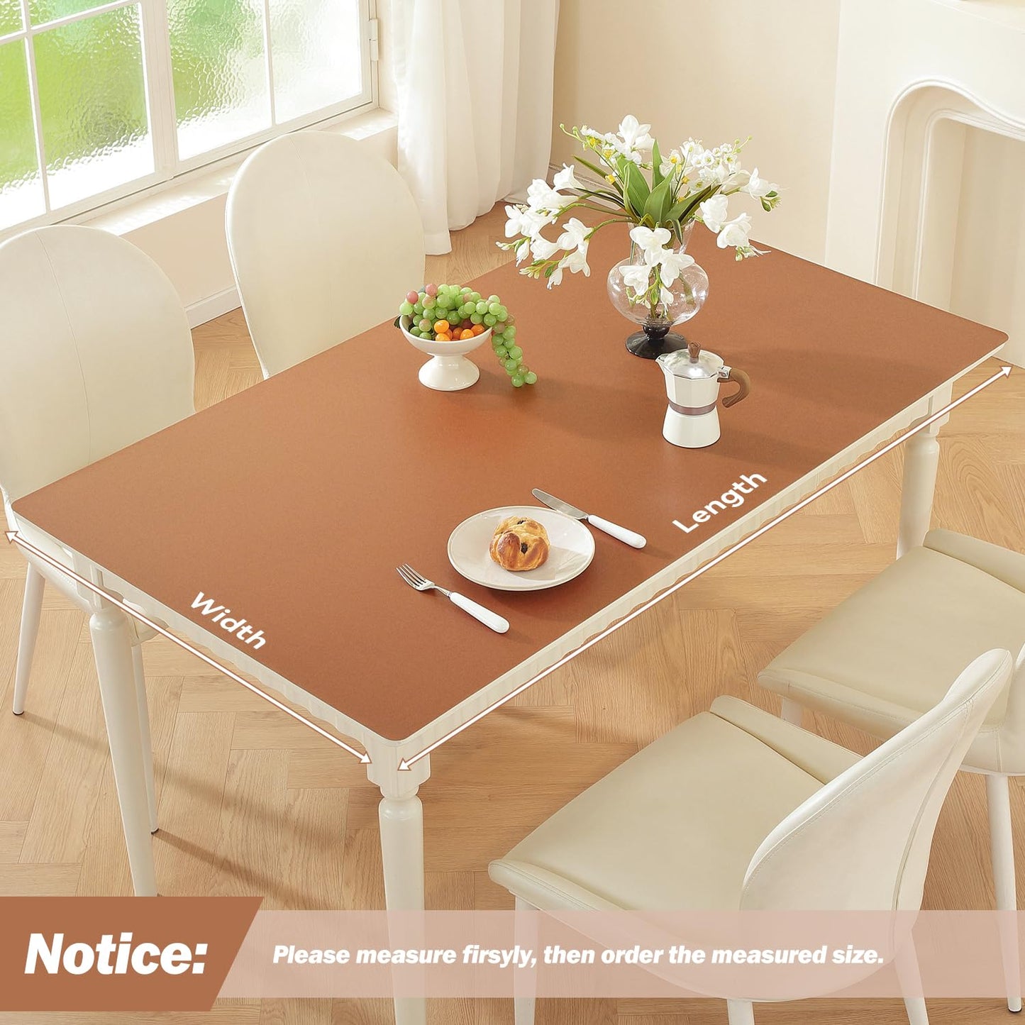 OstepDecor Brown Table Cover Protector 16 x 24 Inch, 1.5mm Thick Plastic Table Cover, Dining Table Protector Pad, Waterproof & Easy Cleaning PVC Desk Mat for Dresser, Coffee & Kitchen Wooden Tabletop