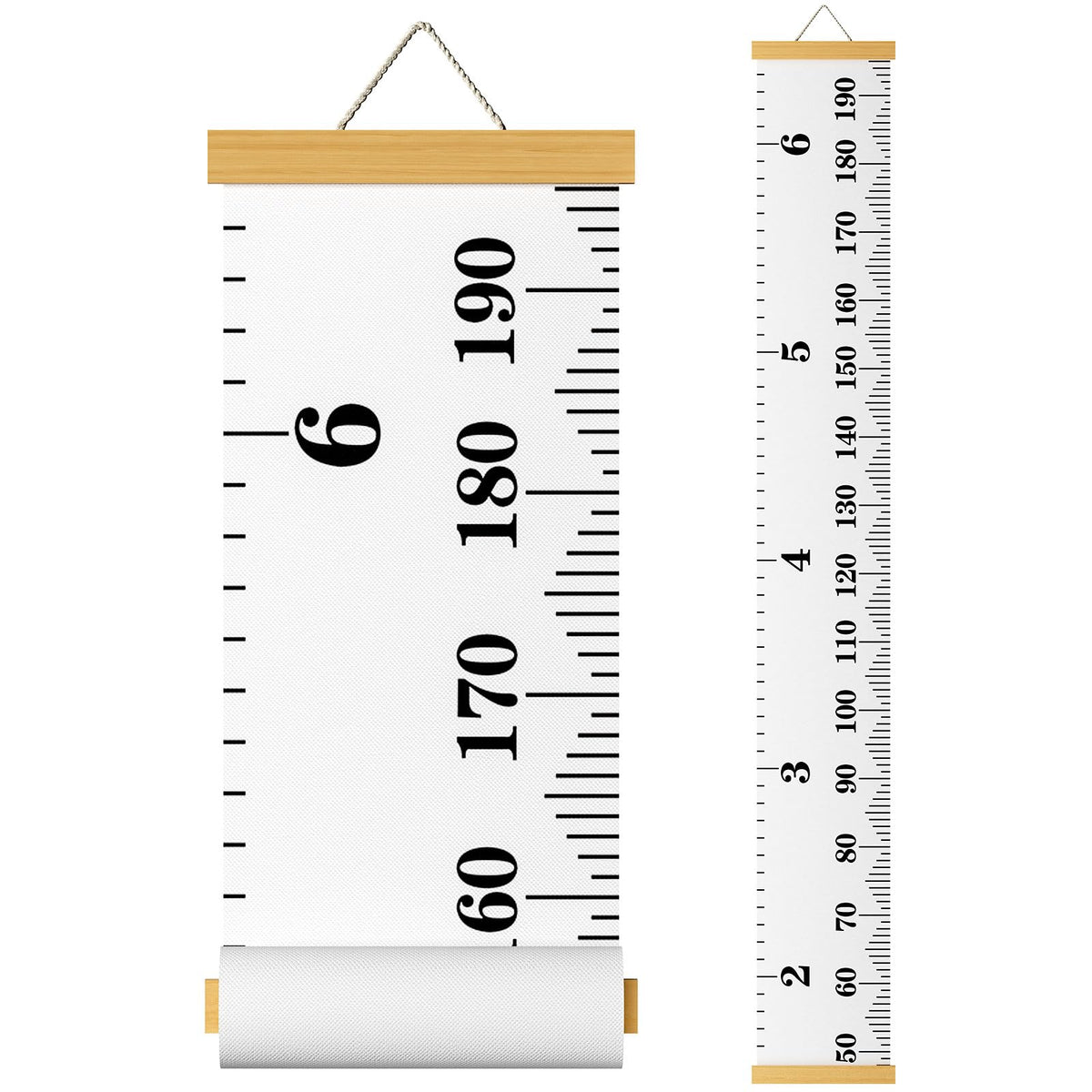 Kids Growth Chart Wall Hanging Baby Height Growth Chart Height Chart for Kids Removable Wall Decor for Kids Canvas Ruler Kids Measuring Chart for Wall Accurate Measurement Child Growth Chart (White)