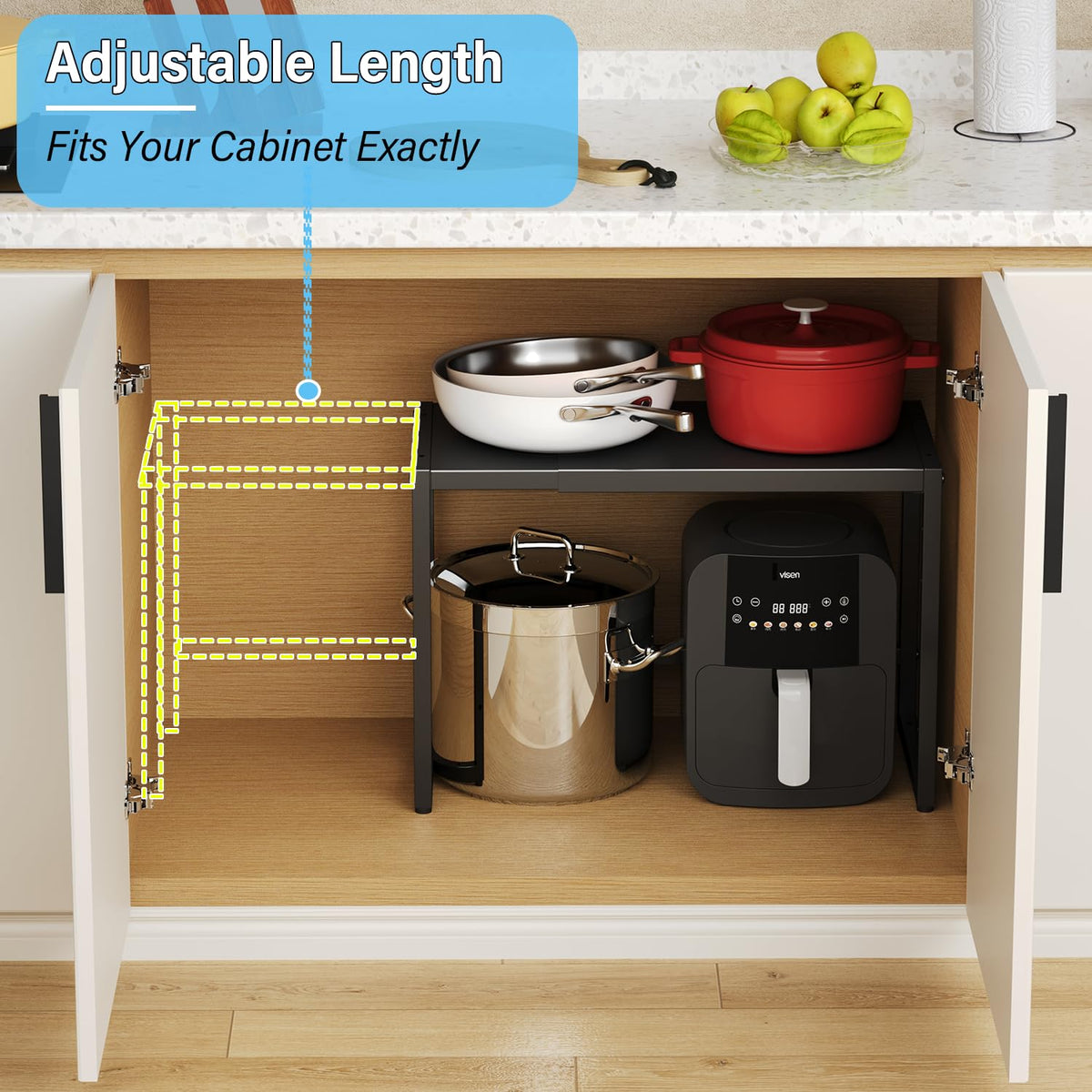 Expandable 110 LBS Heavy Duty Storage Shelves,Metal Shelving Unit for Pots Pans Microwave Small Appliance,Adjustable Storage Rack Shelf Organizer For Kitchen Garage Warehouse Cabinet Closet Pantry