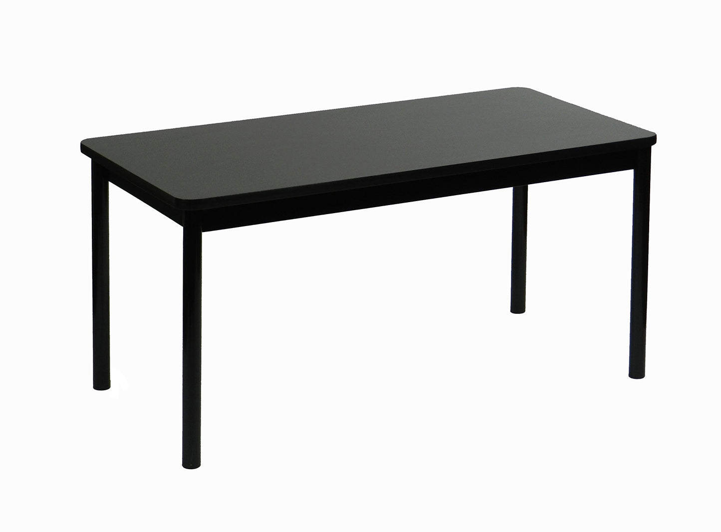 Correll LR3048-07 Office and Library 29" High , 1 1/4" Thick High-Pressure Laminate Top, 2" Round Steel Legs, 30" x 48", Black Granite Top with Black Frame