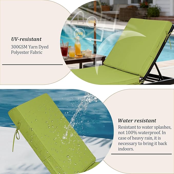 80x26x4in Lounge Cushions for Outdoor Furniture, Outdoor Lounge Chair Cushions
