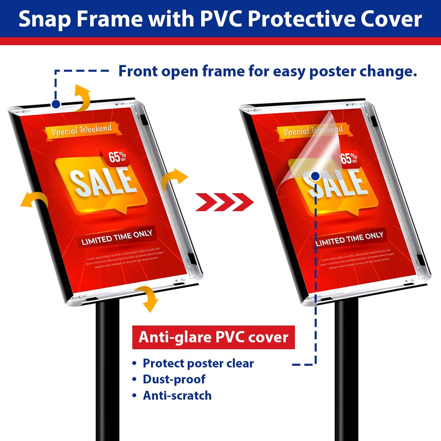 VAIIGO Sign Stand 11x17inch Pedestal Sign Holder Poster Stand 3Packs Adjustable Floor Standing Sign Holder with Heavy Duty Display Stand for Indoor Outdoor Business Store Sign Holders(Black)