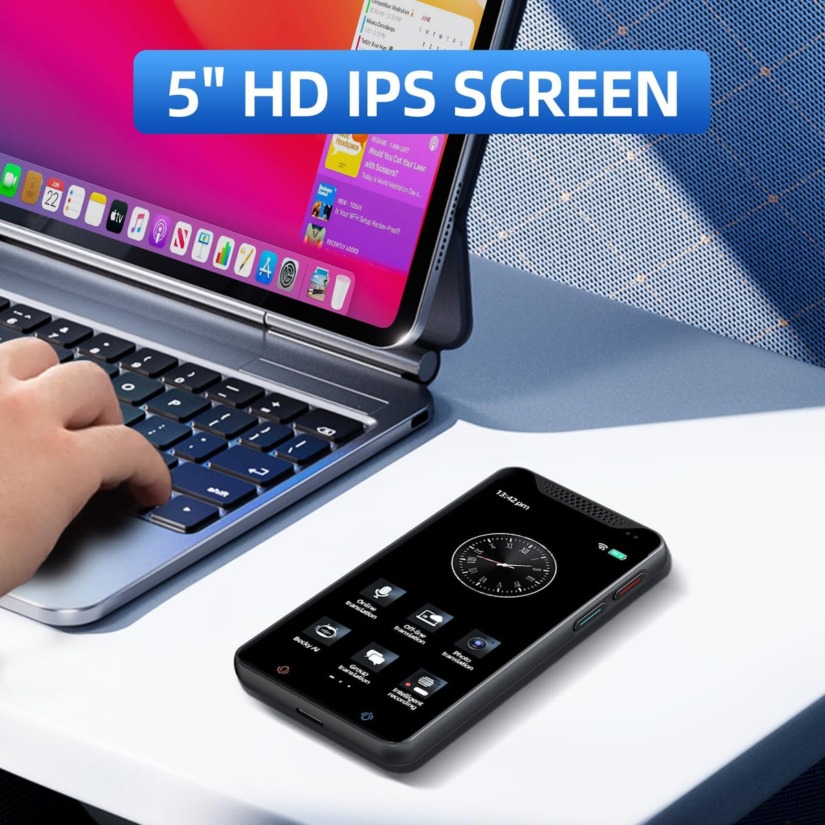 Language Translator Device with 5-inch HD Screen, Real Time Language Translator No WiFi Needed with 139 Languages, Online/Offline/AI/Voice/Photo Translation for Business Learning Travel