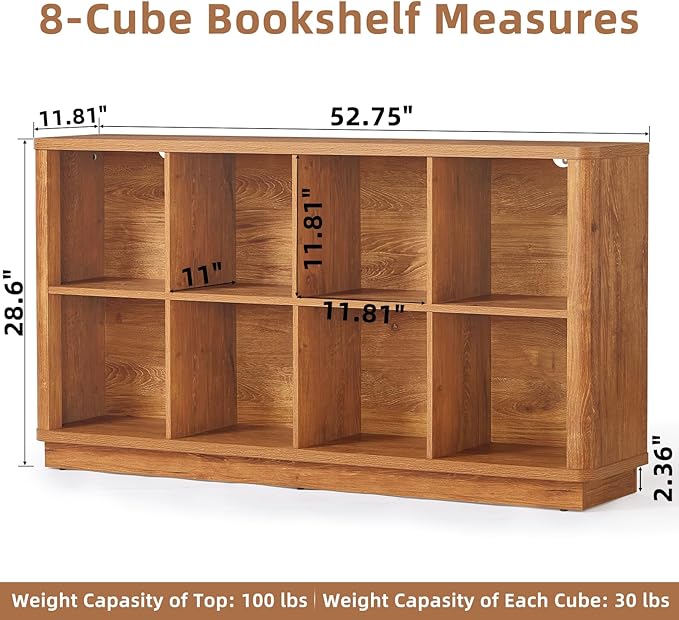 Joaxswe 8 Cube Storage Book Shelf, Floor Standing Wooden Cubby Bookcase