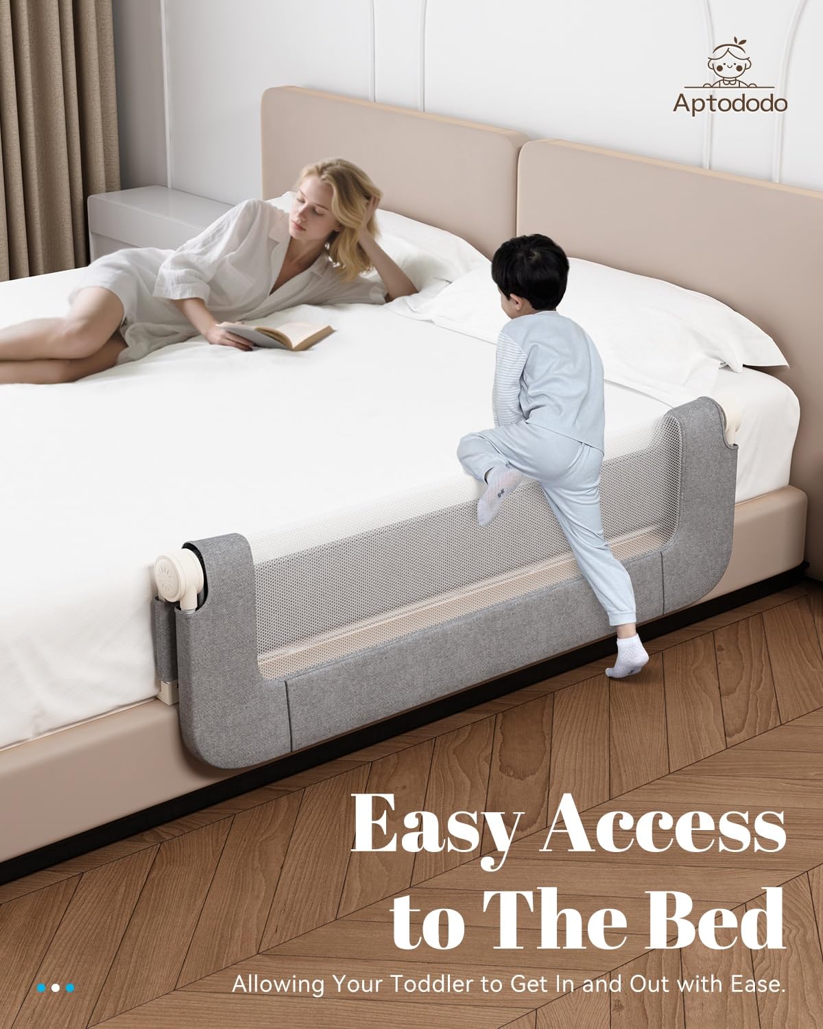 Aptododo 59" Upgraded Bed Rail for Toddlers with U-Shape Base, Toddler Bed Rails with More Stable and Secure, Fit for Twin, Full, Queen Size Bed,High/Low Mattresses, Box/Platform Bed