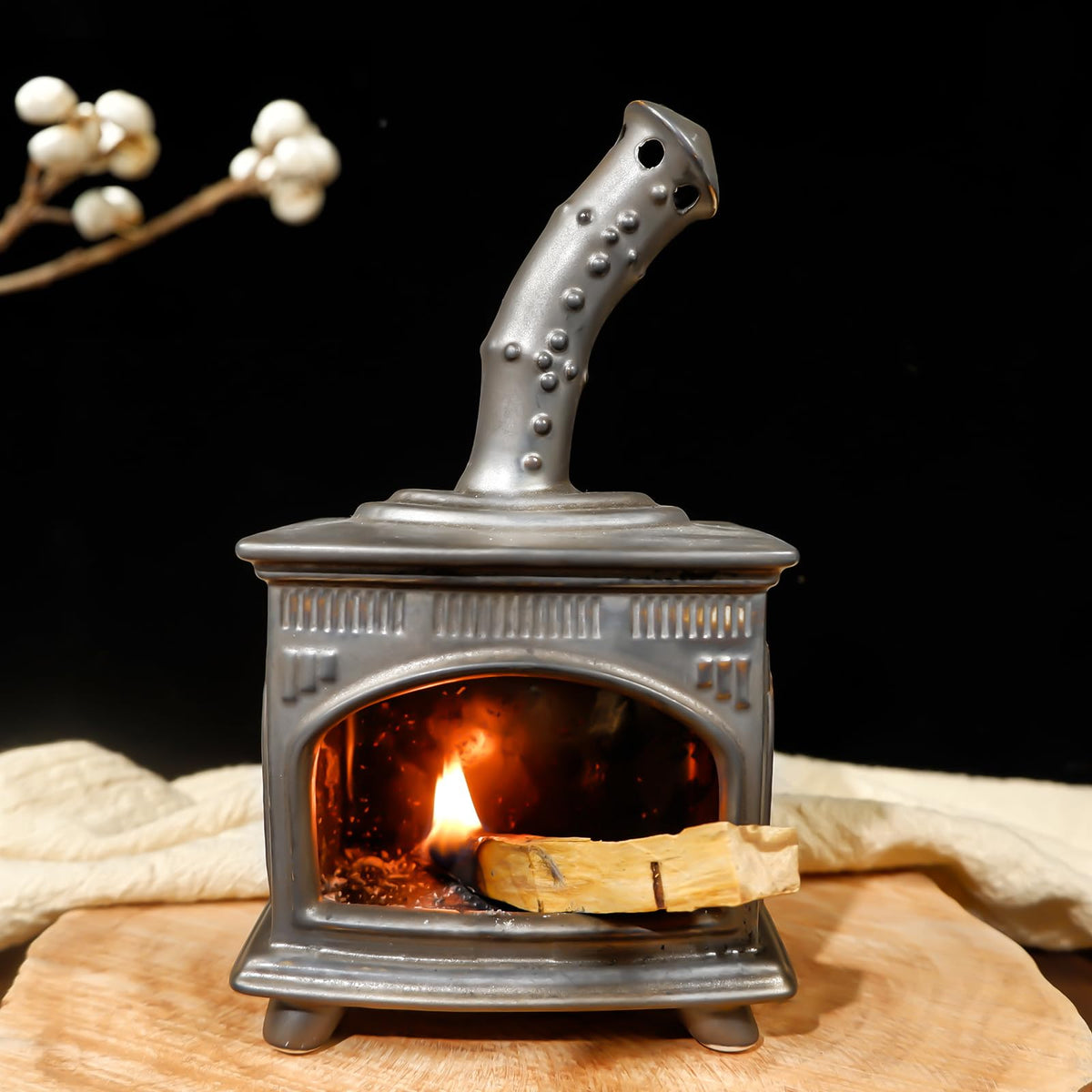 MOUGIGI Handmade Ceramic Palo Santo Holder - Modern Smudge Bowl & Sage/Cone Incense Chimney for Yoga, Meditation, and Energy Cleansing - Ideal Gift for Zen Altar and Aromatherapy Enthusiasts