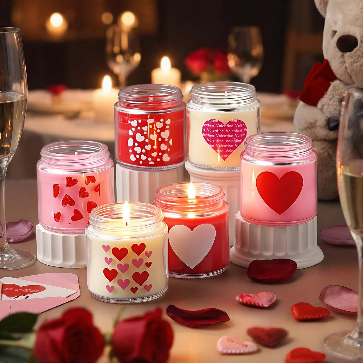 Sumind 12 Pcs Valentine's Scented Candle Gifts for Her Girlfriend Wife Long Lasting Burning Aromatherapy Heart Candle for Men Husband Boyfriend Romantic Anniversary Candles Gifts Valentine Deco