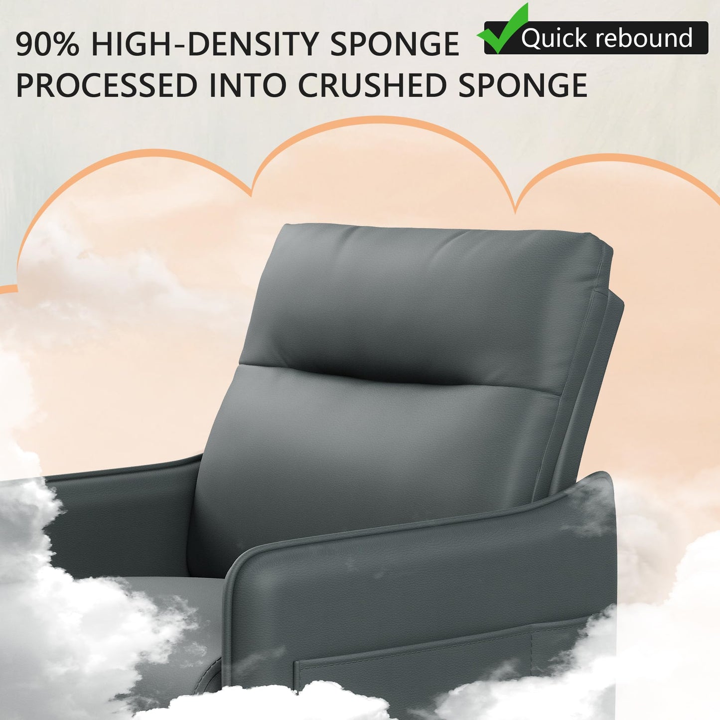 Alunaune Upholstered Living Room Chair Armchair, Mid Century Accent Chair, Reception Couch Slipper Club Lounge Chair Guest Comfy Single Sofa with Sidetable for Bedroom-Grey
