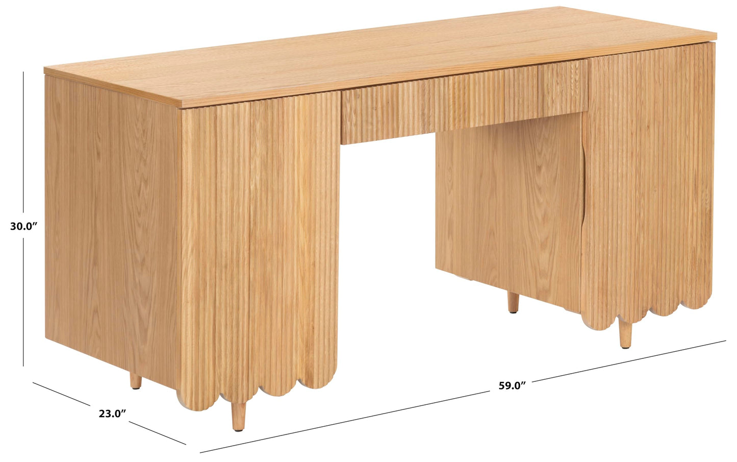 SAFAVIEH Couture Collection - Kristy Natural Fluted Wood Desk, Modern Writing Table with Textured Design (SFV4251A)