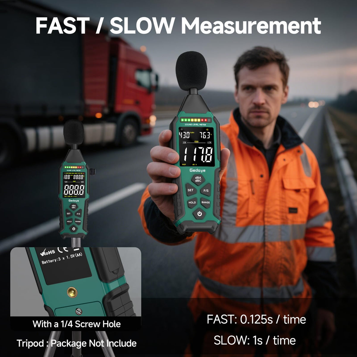 Power Supply Available Decibel Meter, Gedaye Sound Level Meter, A/C Weighted SPL Meter, Noise Measure Device 30-130dB, Noise Detector Sound Monitor Decibel Reader Classroom Factory Noisy Neighbor