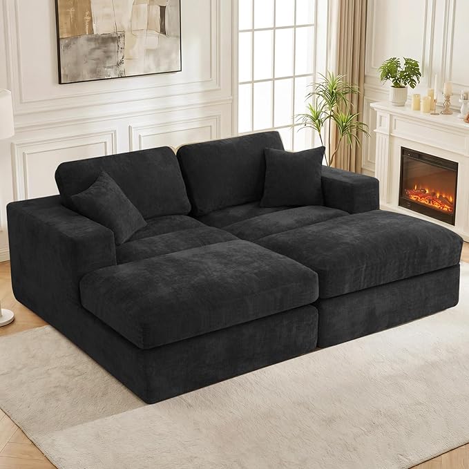 80.7" Oversized Double Chaise Lounge Chair Indoor, Cloud Boneless Sleeper Sofa