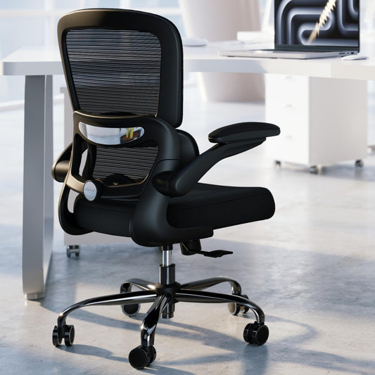 TRALT Ergonomic Office Chair - Desk Chair with Adjustable Lumbar Support Computer Chair - Mesh Comfy Chair with Flip-up Armrests - Gaming Chairs for Adults Home Office (Mesh, Black)